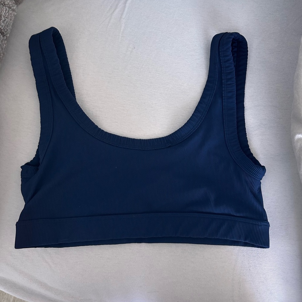 Glyder Navy Blue Ribbed Sports Bra